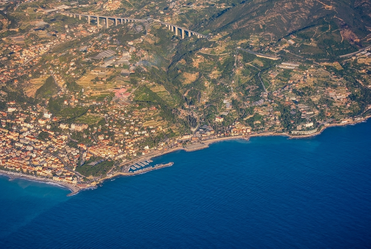 Vista aerea di Bordighera e della sua costa